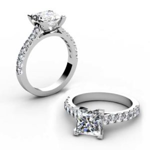 Princess Cut Diamond Engagement Ring with Side Stones 1 3 2
