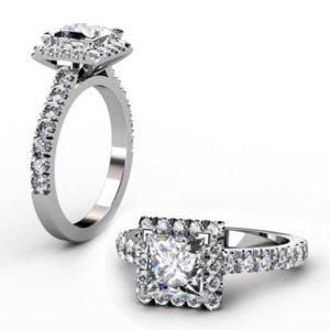 Princess Cut Diamond Halo Engagement Ring 1 1 2