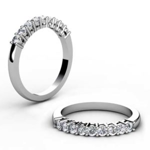 Shared Claw Double Gallery Round Brilliant Cut Diamond Wedding Ring 1