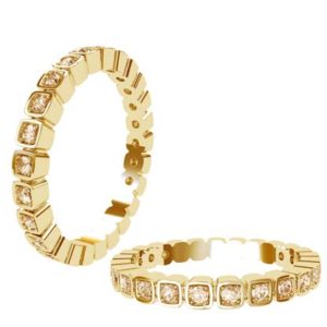 Unique Square Bead Set Champagne Diamond Eternity Band 1